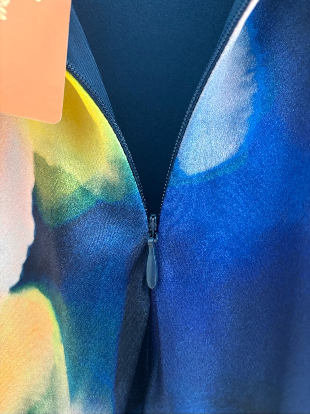 Steve Madden Navy Slip Maxi Dress with Multicolor Watercolor Floral - Picture 2 of 4